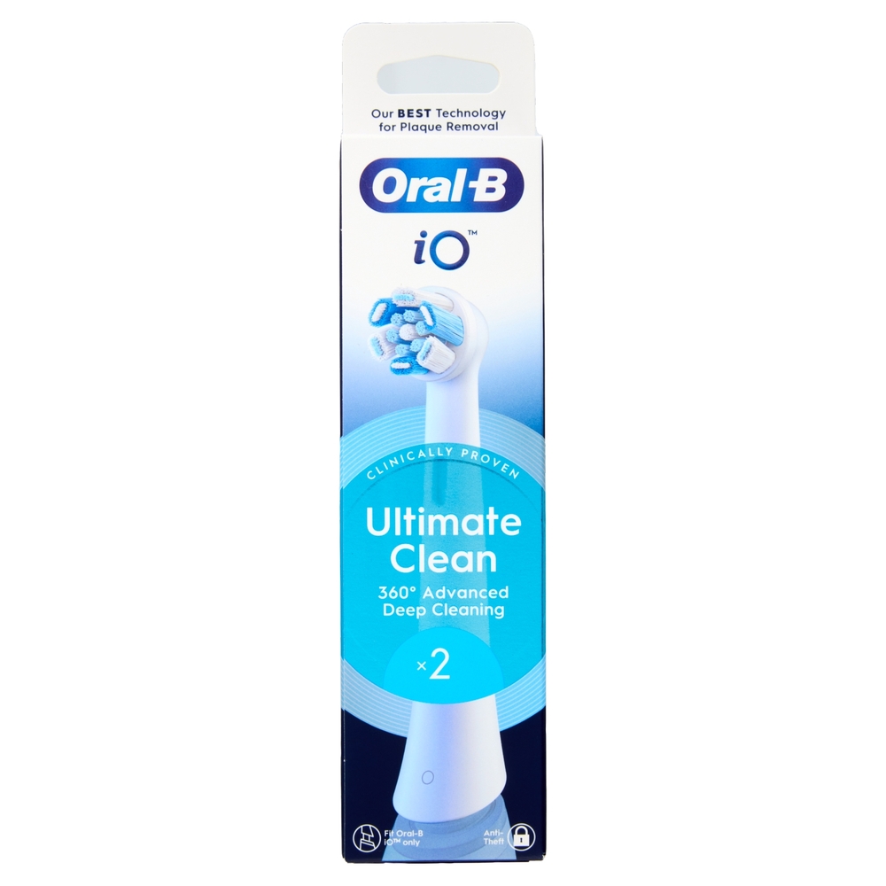 Oral-B iO Testine Ricambio Ultimate Clean Bianche Spazzolino Elettrico Denti Ricaricabile, 2 Refills